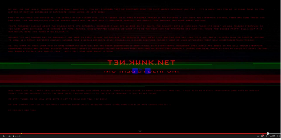 Cyberpunk 2077 messaggio nascosto 11012013