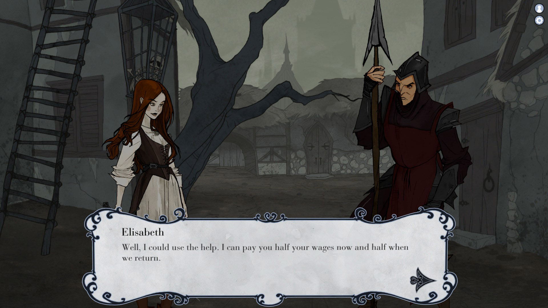 Uno dei tanti dialoghi presenti di The Huntsman: Winter's Curse, a sinistra potrete notare la deliziosa Elisabeth