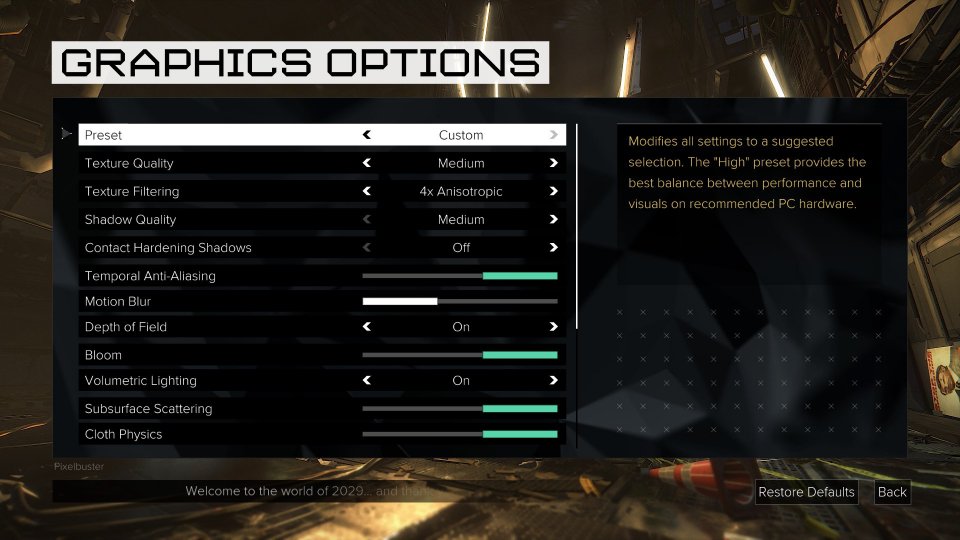 Deus Ex mankind divided opzioni grafiche pc A