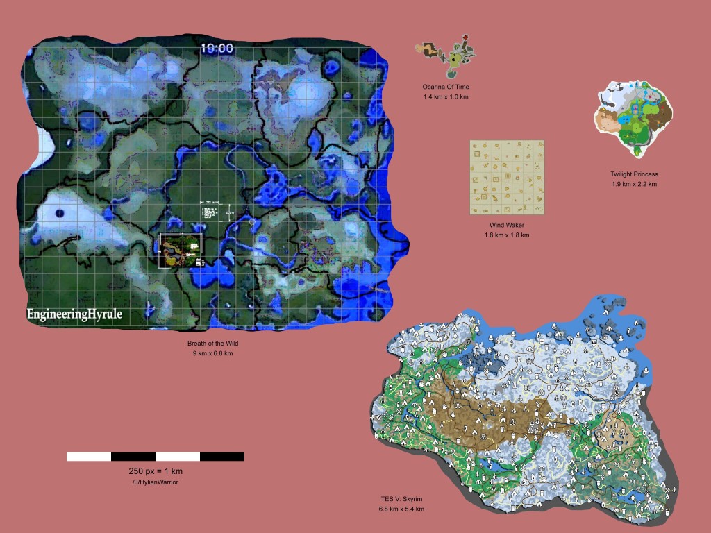la mappa di gioco di The Legend of Zelda Breath of the Wild a confronto