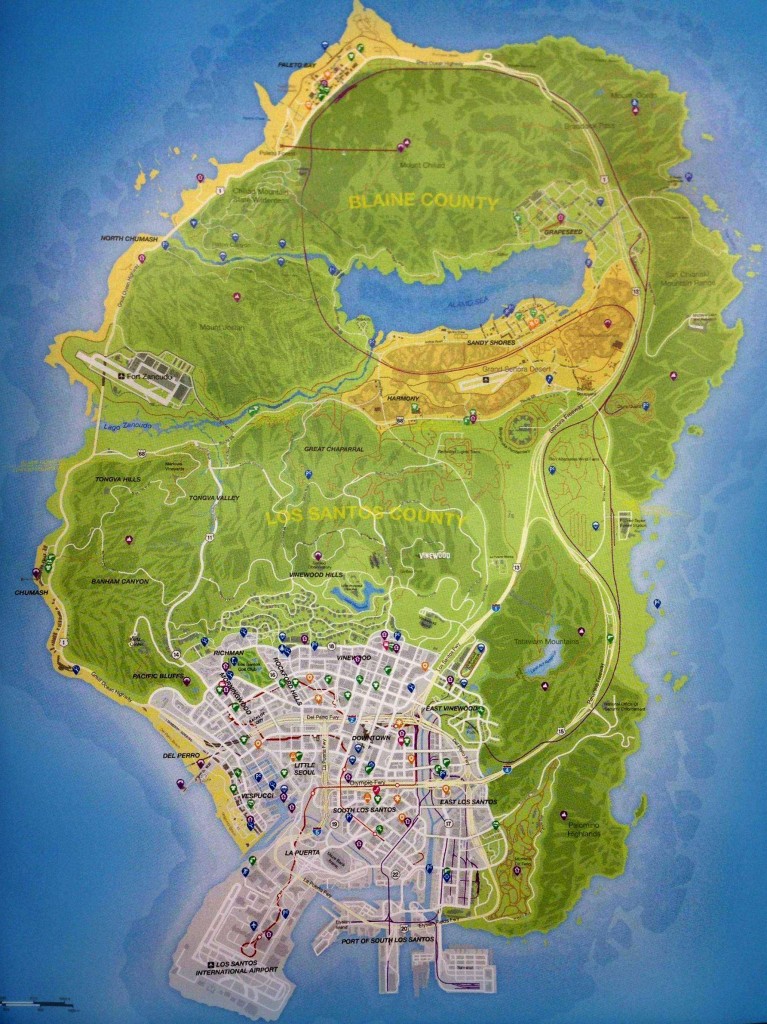 Grand Theft Auto V, ecco la mappa di gioco