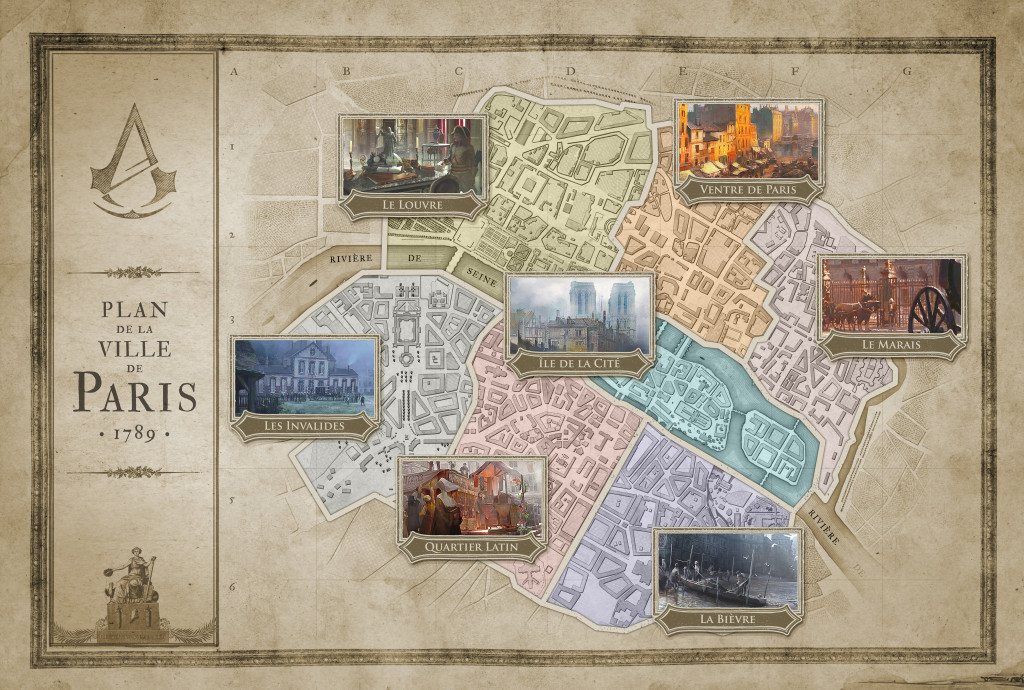 Assassin’s Creed Unity, la mappa della città ed alcune ambientazioni in artwork